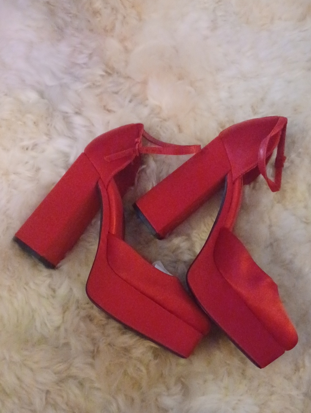 ZARA CHERRY Red Platform Block Heel MARYJANE Pumps sz.9-40